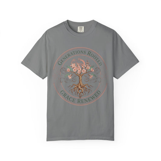Roots & Renewal Tree T-Shirt — "Generations Rooted, Grace Renewed"