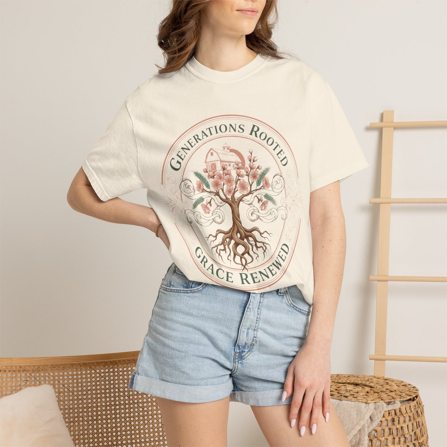Roots & Renewal Tree T-Shirt — "Generations Rooted, Grace Renewed"