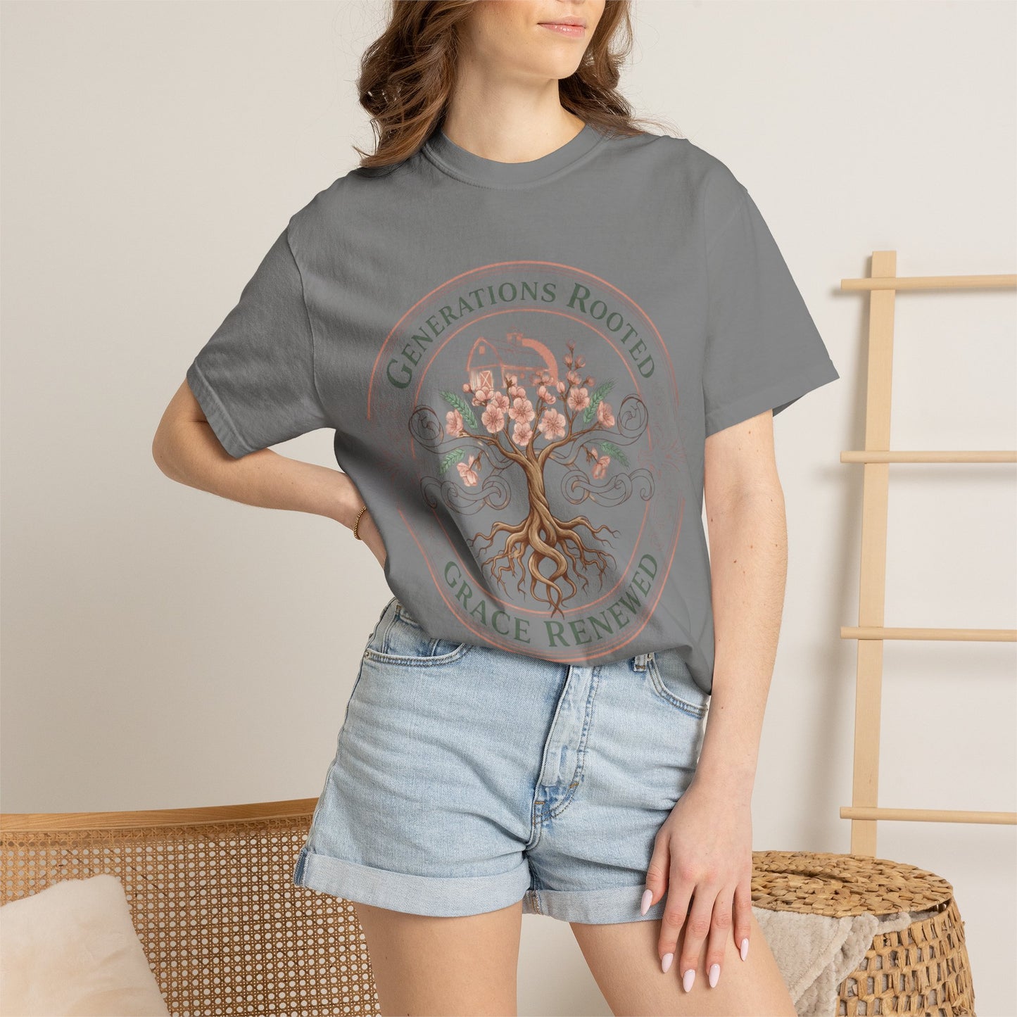 Roots & Renewal Tree T-Shirt — "Generations Rooted, Grace Renewed"