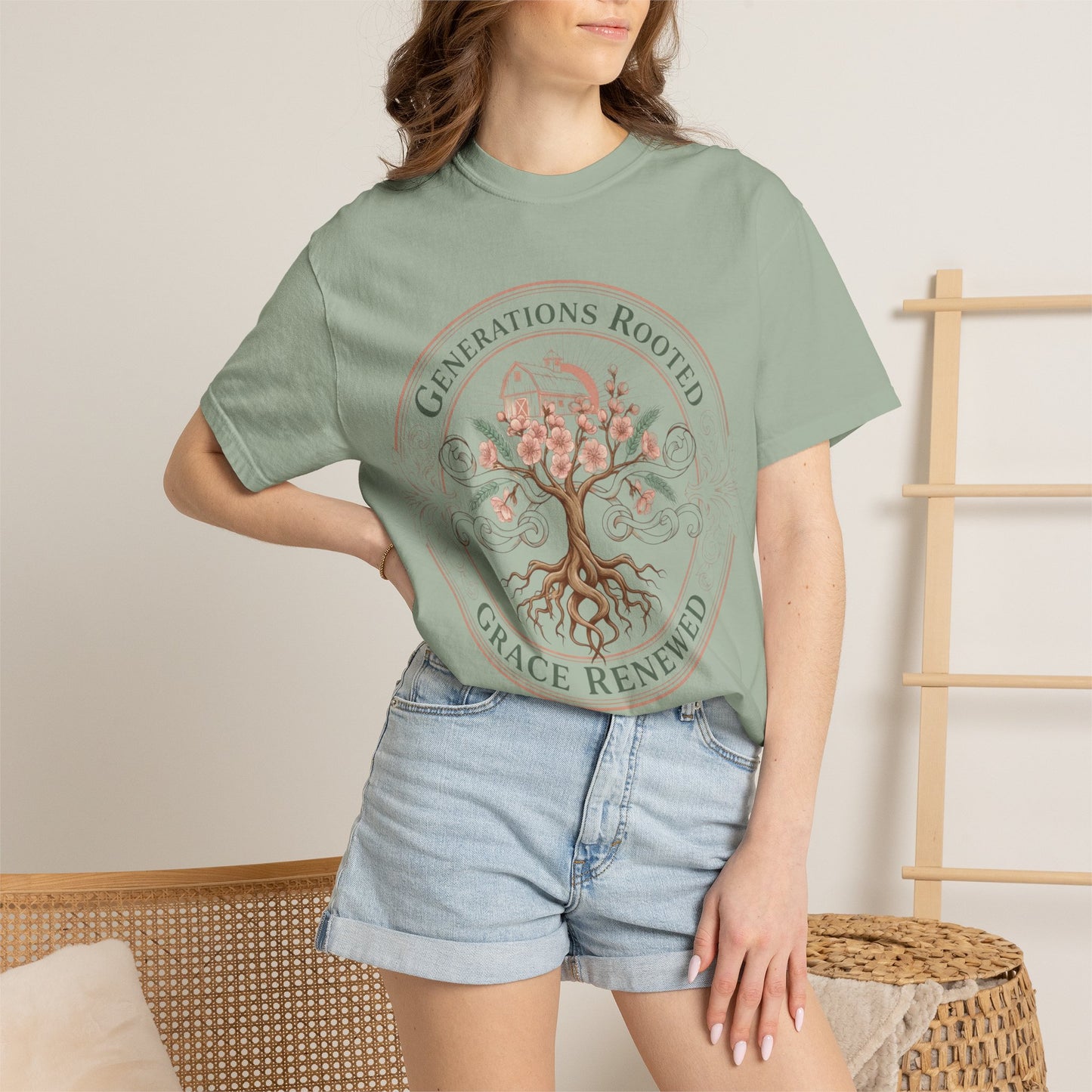 Roots & Renewal Tree T-Shirt — "Generations Rooted, Grace Renewed"